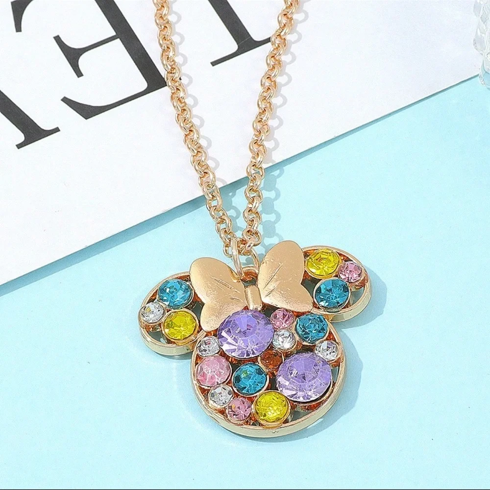 Colorful Crystal Disney Minnie Mouse Necklace - Picture 8 of 9